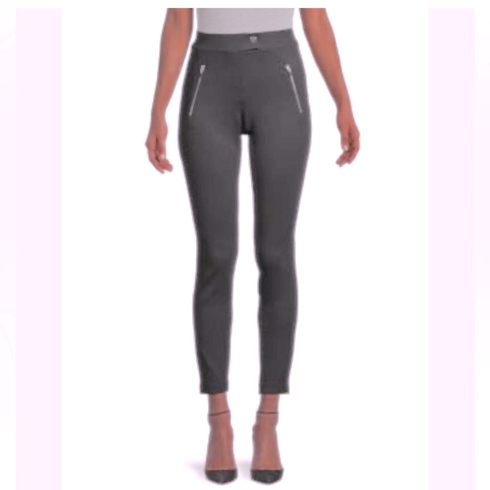 IVANKA TRUMP Gray Pullon Gold Zipper Skinny Pants NWOT